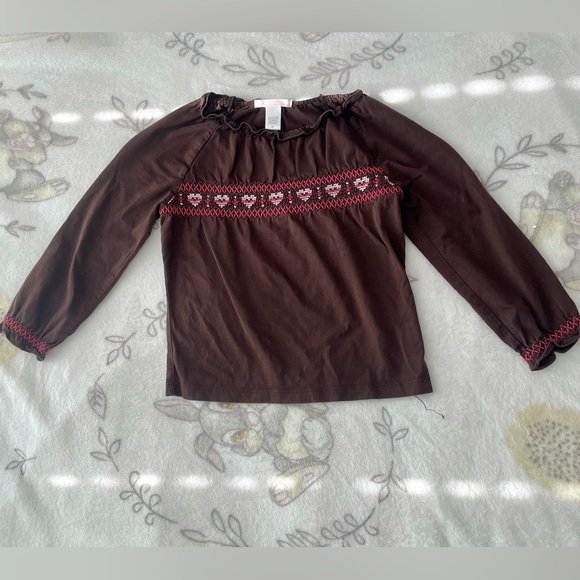Janie and Jack Other - Janie and Jack Girls Fall Brown Long Sleeve Shirt Hearts